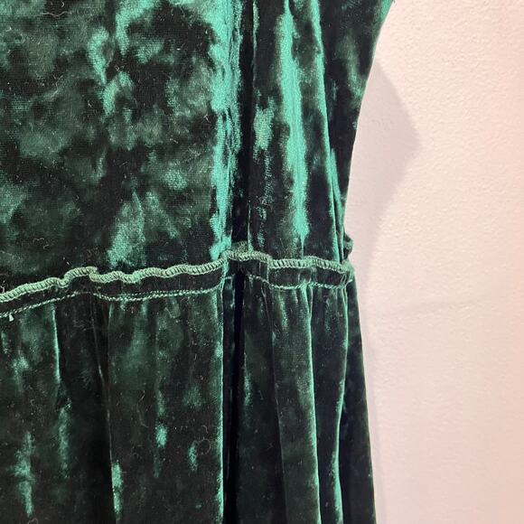 Natural Life Velvet Maxi Dress Size L Green Boho Tiered Tank Holiday Party - Picture 7 of 8